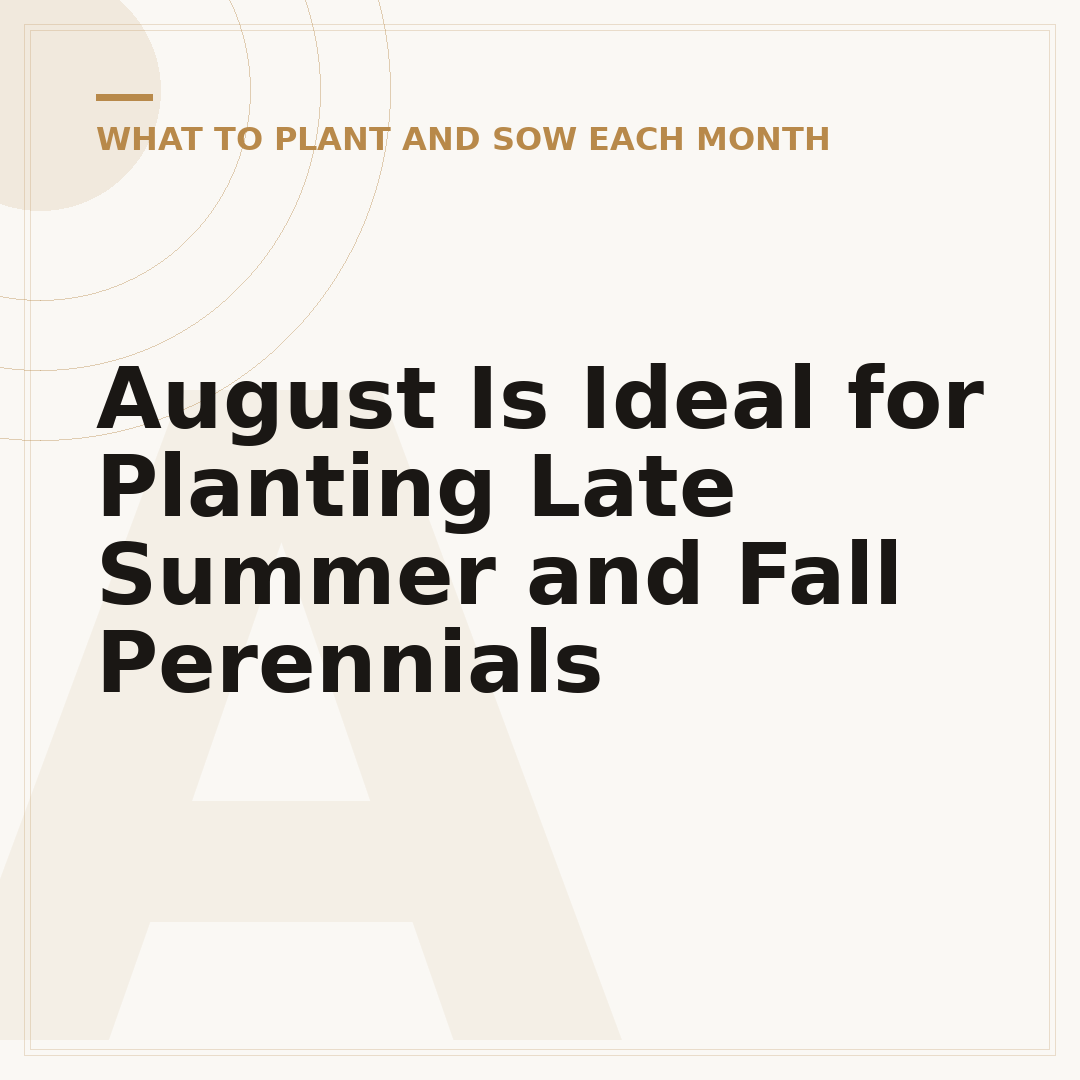 August Is Ideal for Planting Late Summer and Fall Perennials