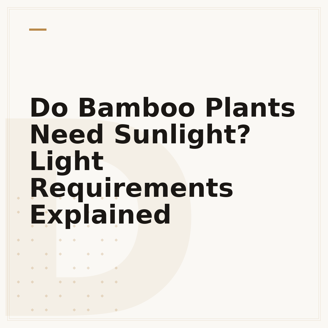 Do Bamboo Plants Need Sunlight? Light Requirements Explained