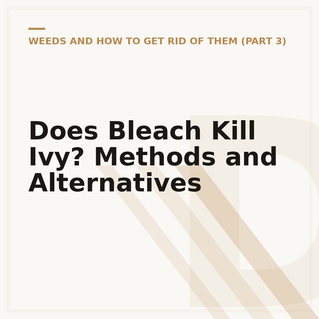 Does Bleach Kill Ivy? Methods and Alternatives