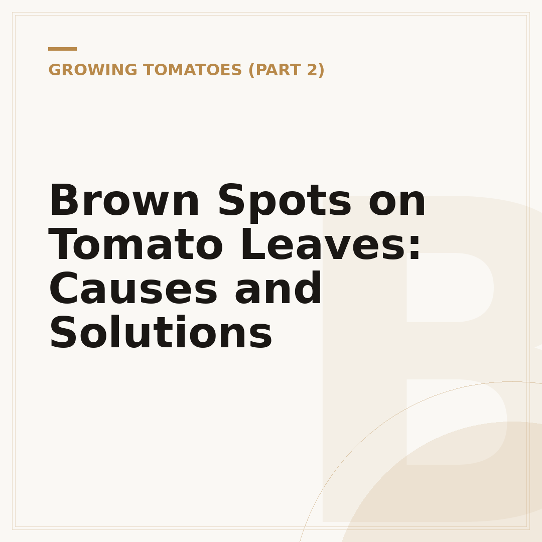 Brown Spots on Tomato Leaves: Causes and Solutions