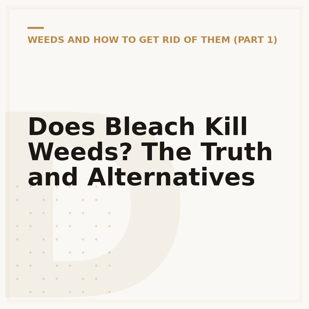 Does Bleach Kill Weeds? The Truth and Alternatives