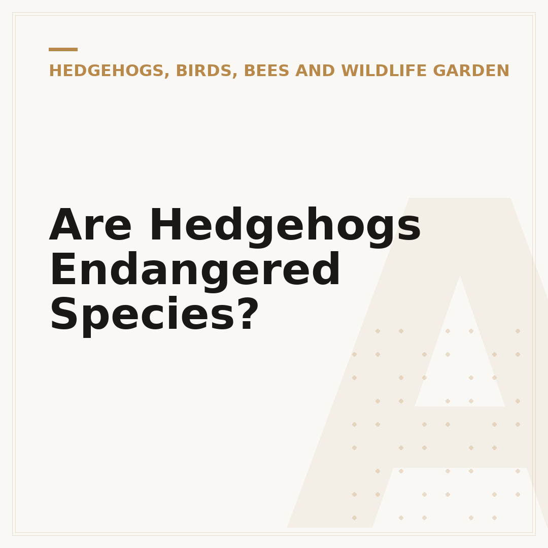 Are Hedgehogs Endangered Species?