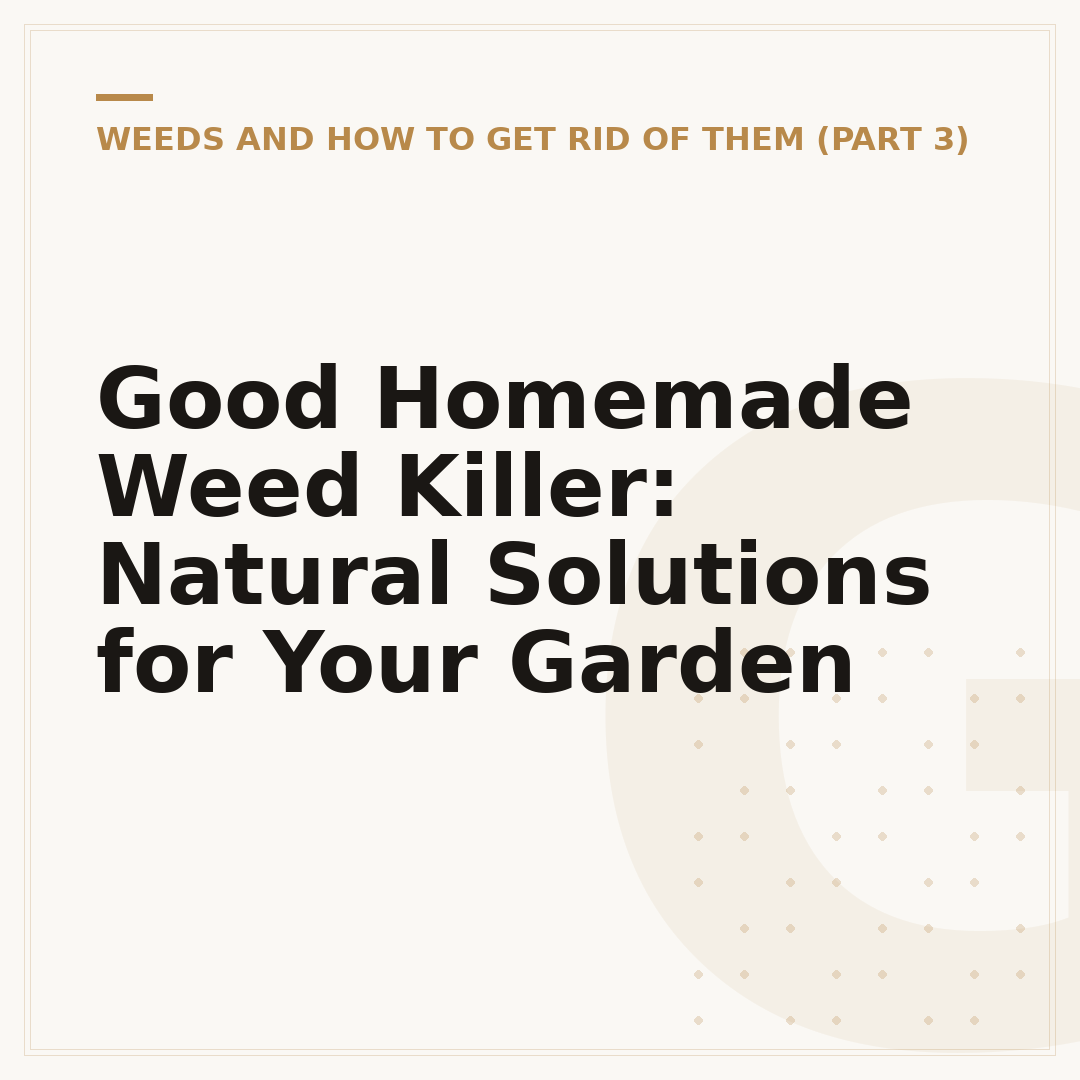 Good Homemade Weed Killer: Natural Solutions for Your Garden
