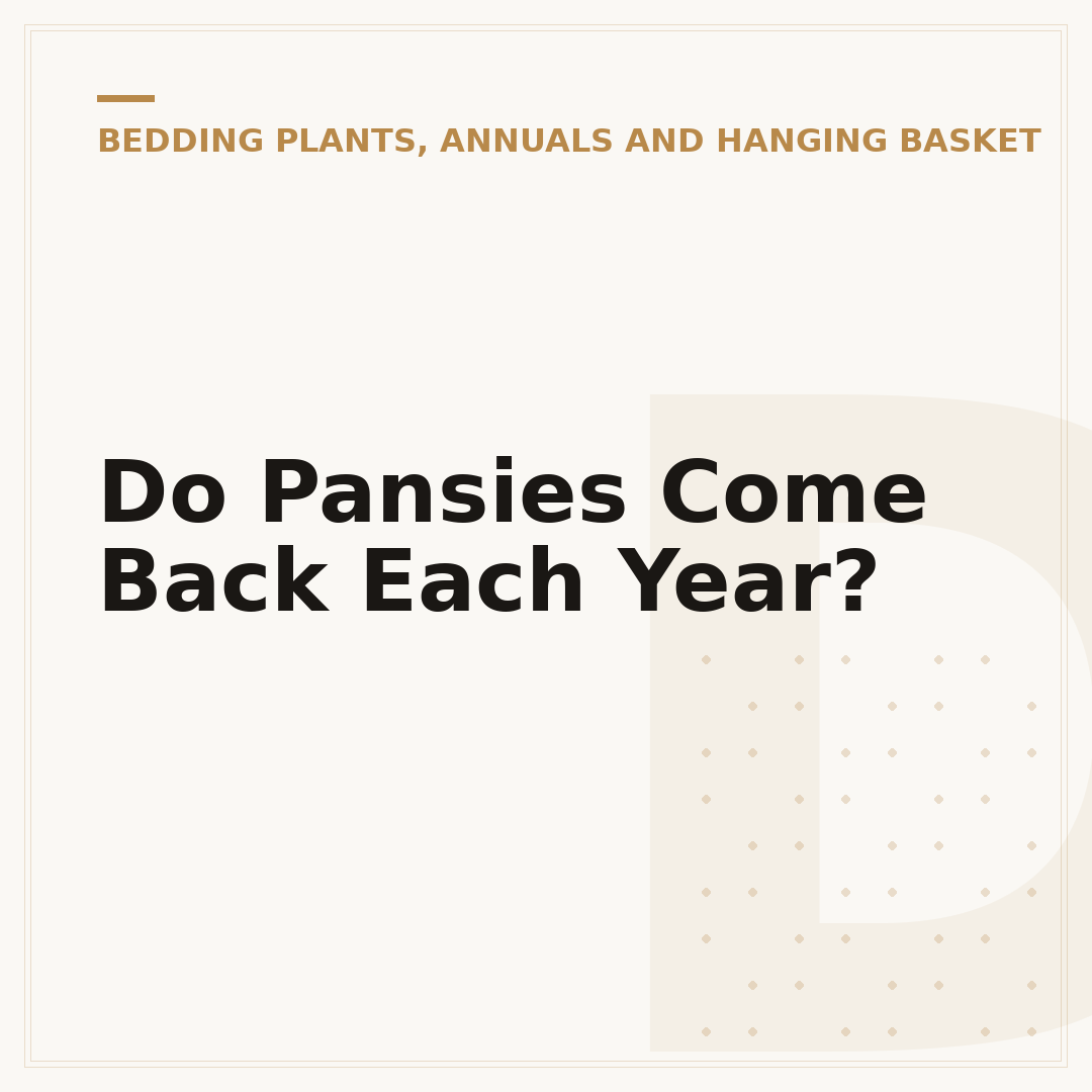 Do Pansies Come Back Each Year?