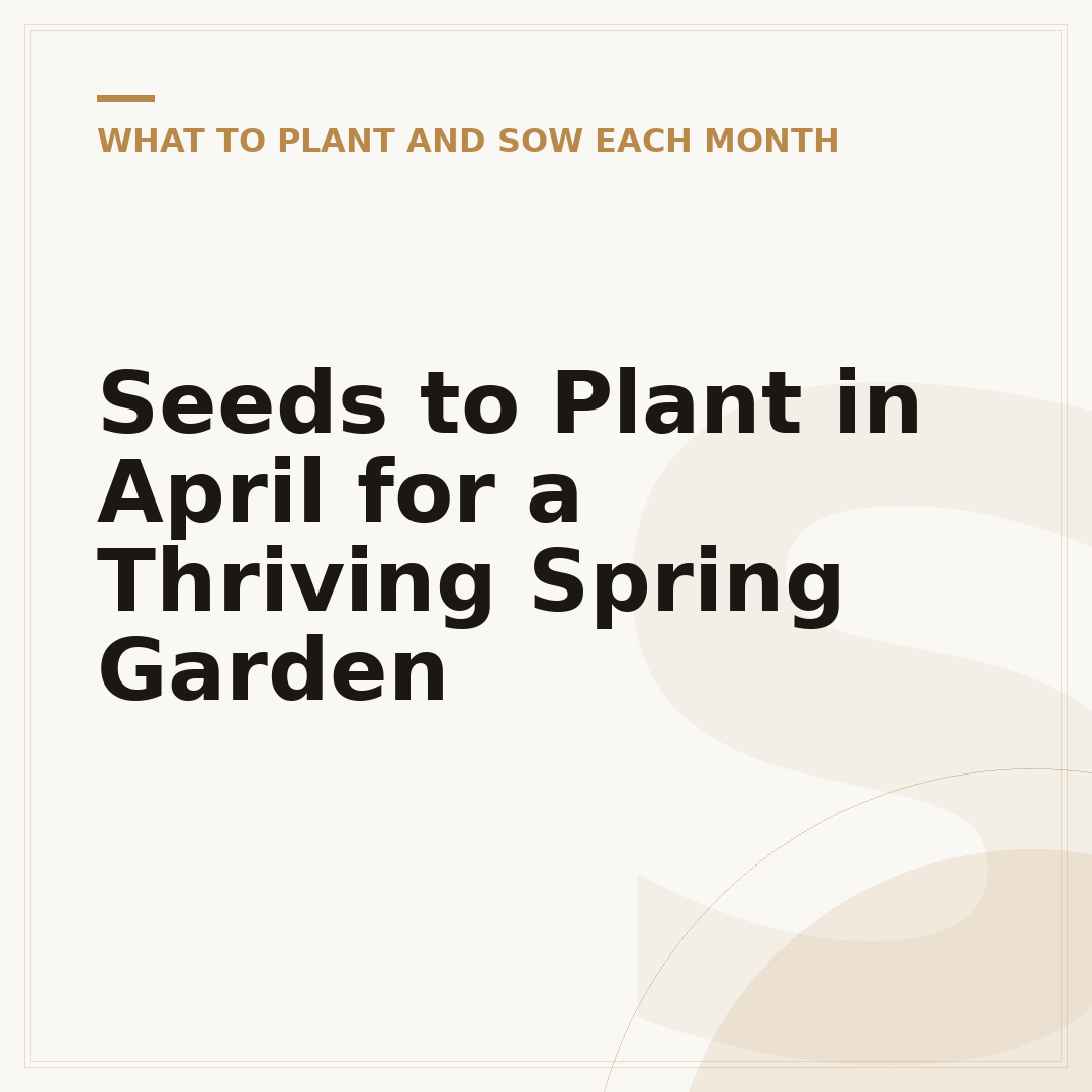 Seeds to Plant in April for a Thriving Spring Garden