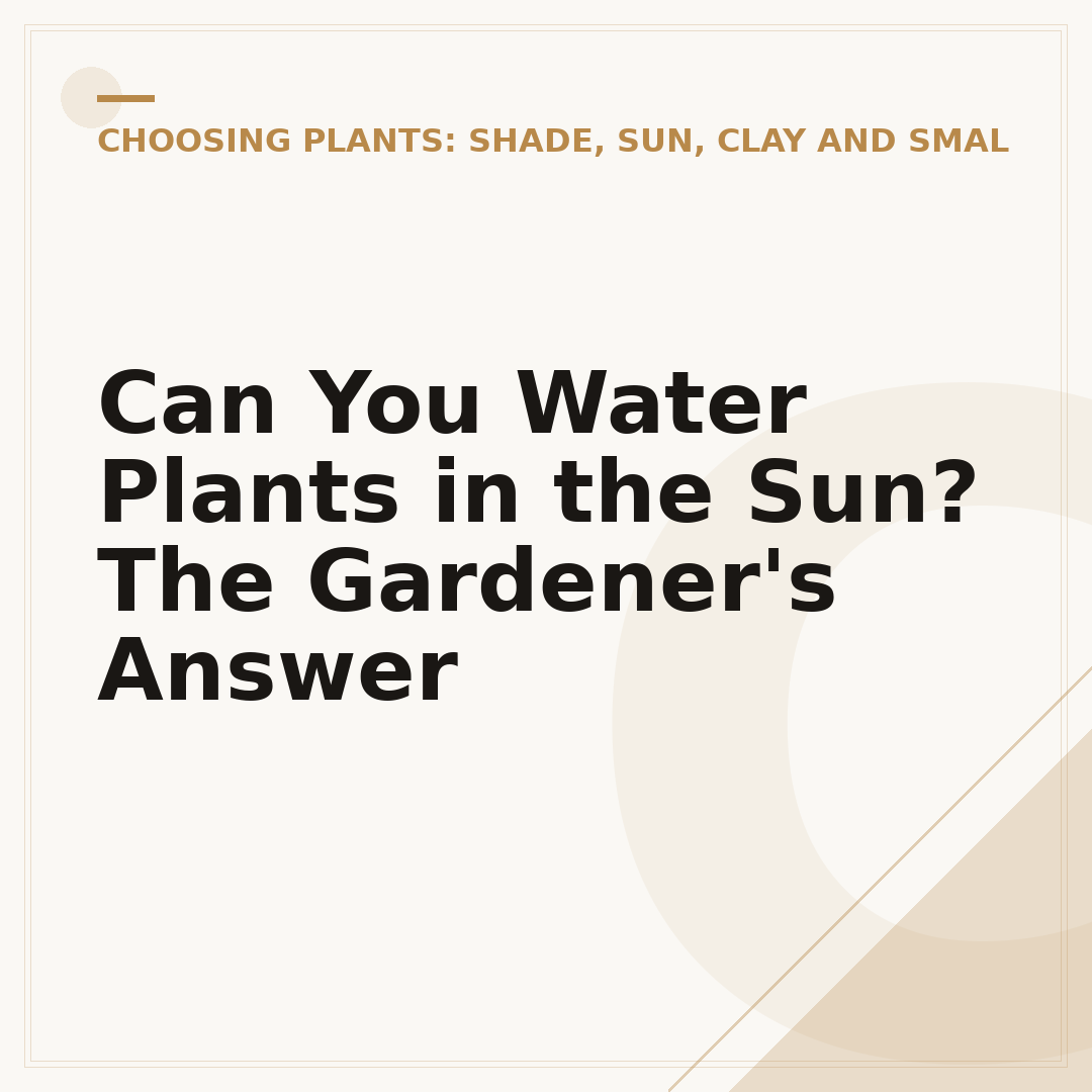 Can You Water Plants in the Sun? The Gardener's Answer