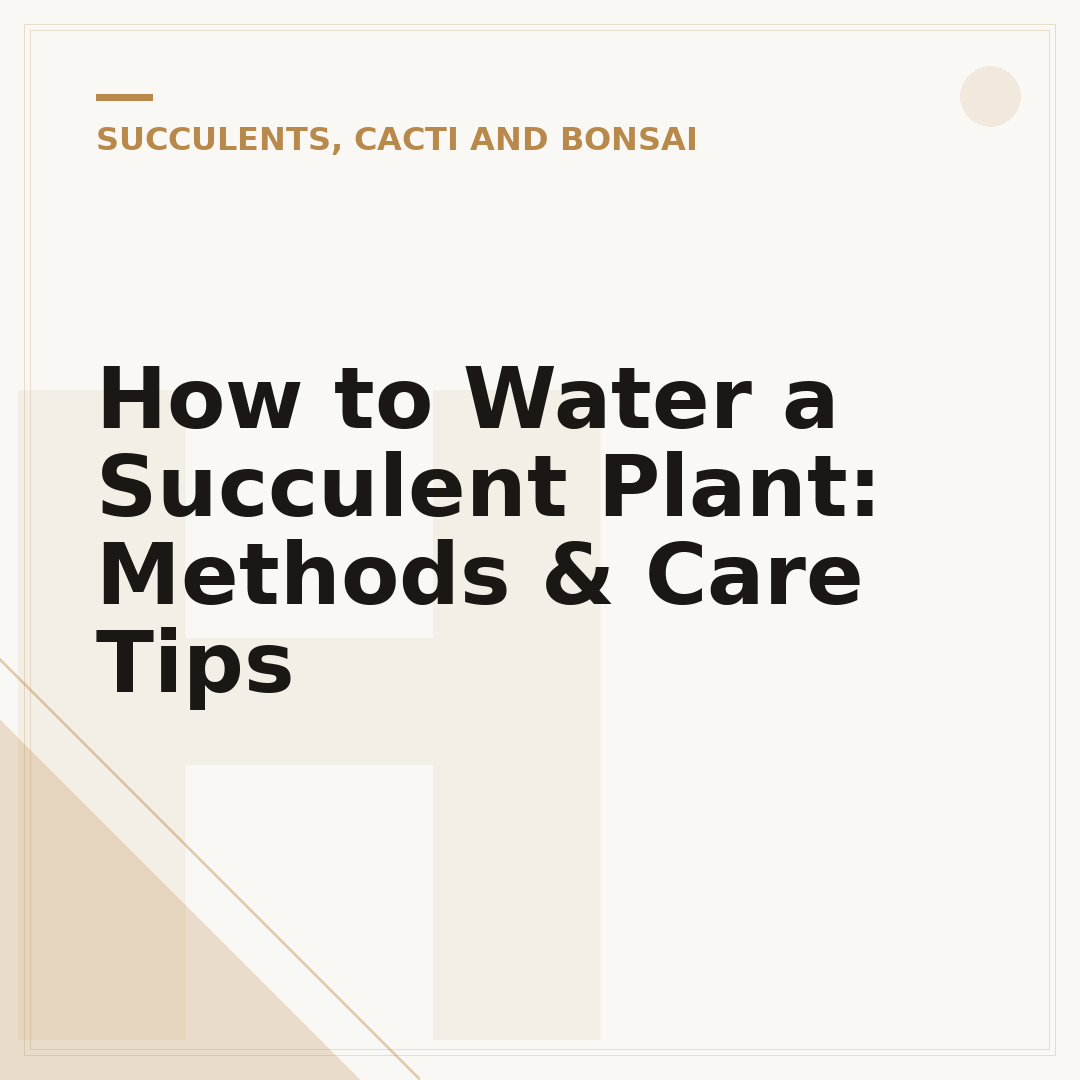 How to Water a Succulent Plant: Methods & Care Tips