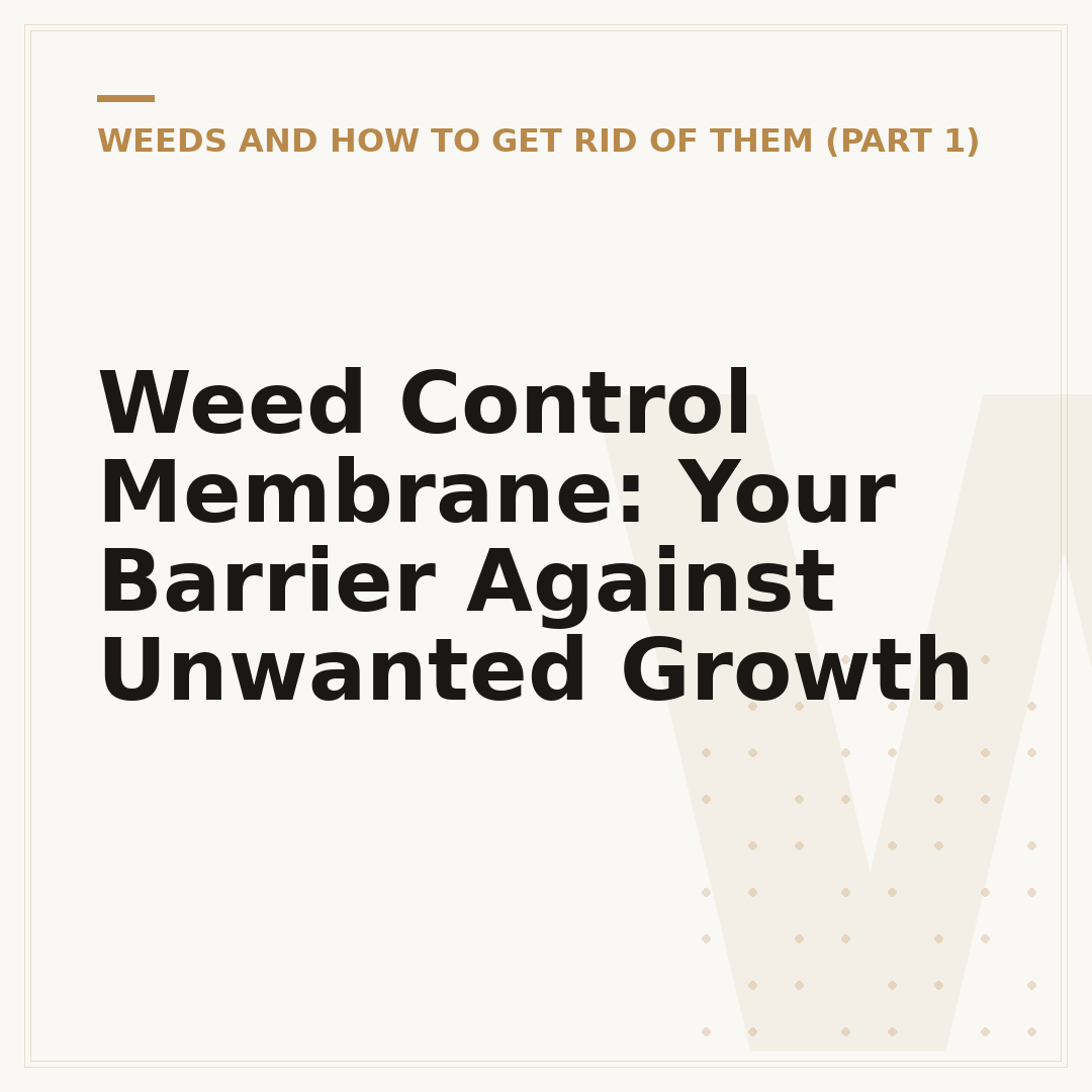 Weed Control Membrane: Your Barrier Against Unwanted Growth