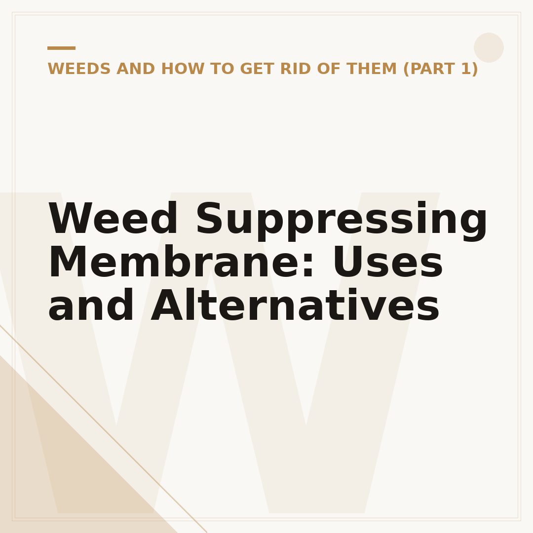Weed Suppressing Membrane: Uses and Alternatives