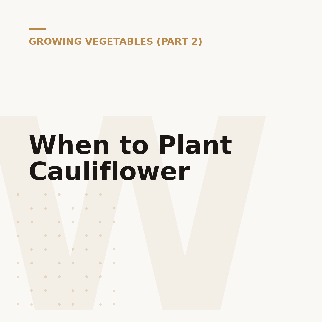When to Plant Cauliflower